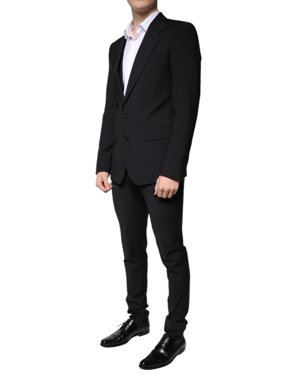 Dolce & Gabbana Black Wool 3 Piece Slim Fit Formal Men's Suit