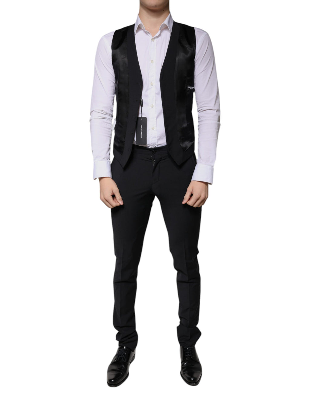 Dolce & Gabbana Black Wool 3 Piece Slim Fit Formal Men's Suit