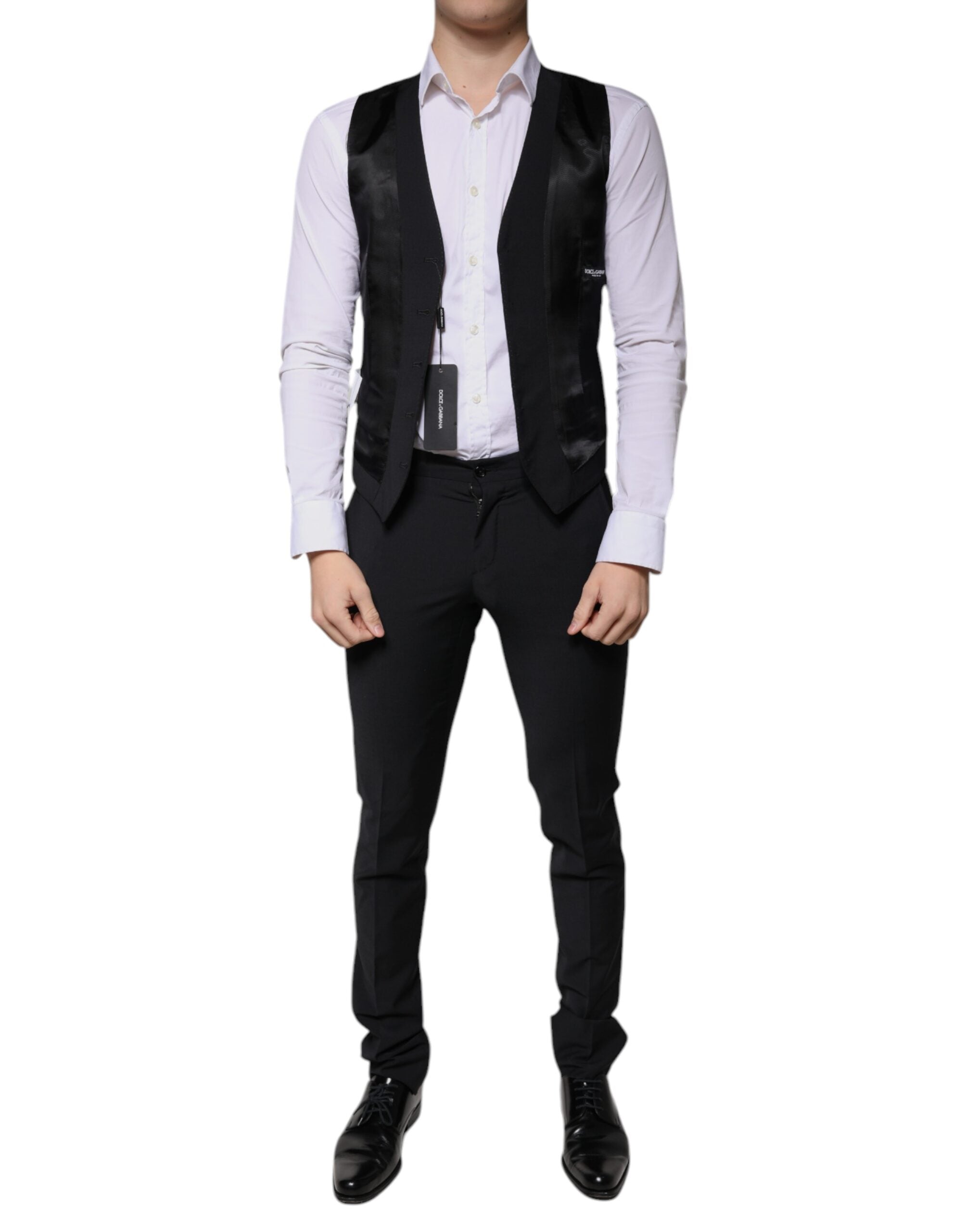 Dolce & Gabbana Black Wool 3 Piece Slim Fit Formal Men's Suit
