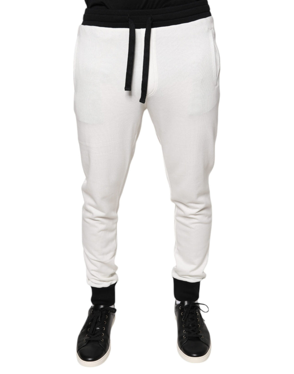 Dolce & Gabbana White Cotton Slim Men's Jogger Sweatpants Trousers