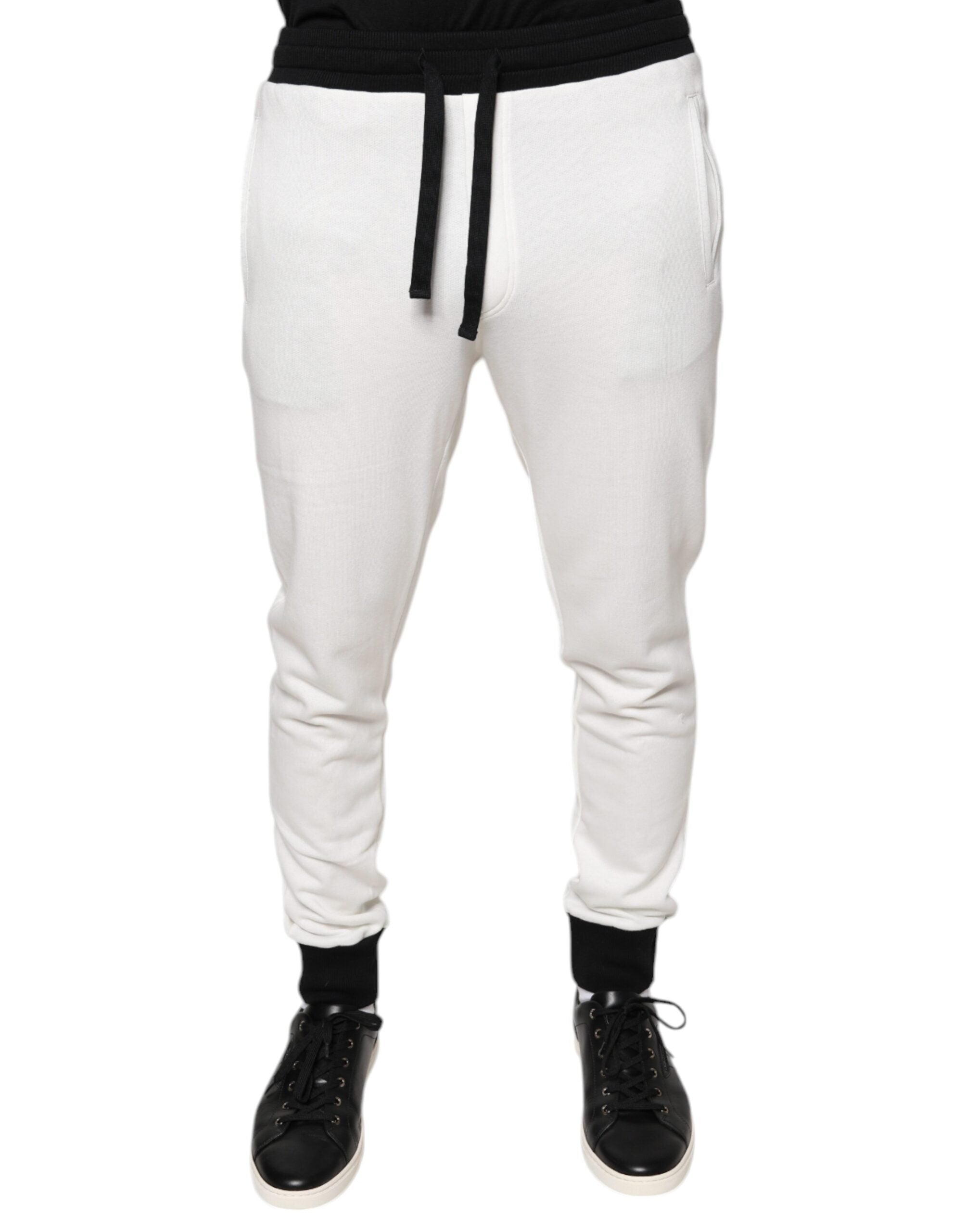 Dolce & Gabbana White Cotton Slim Men's Jogger Sweatpants Trousers