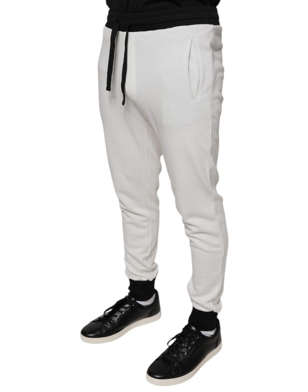 Dolce & Gabbana White Cotton Slim Men's Jogger Sweatpants Trousers