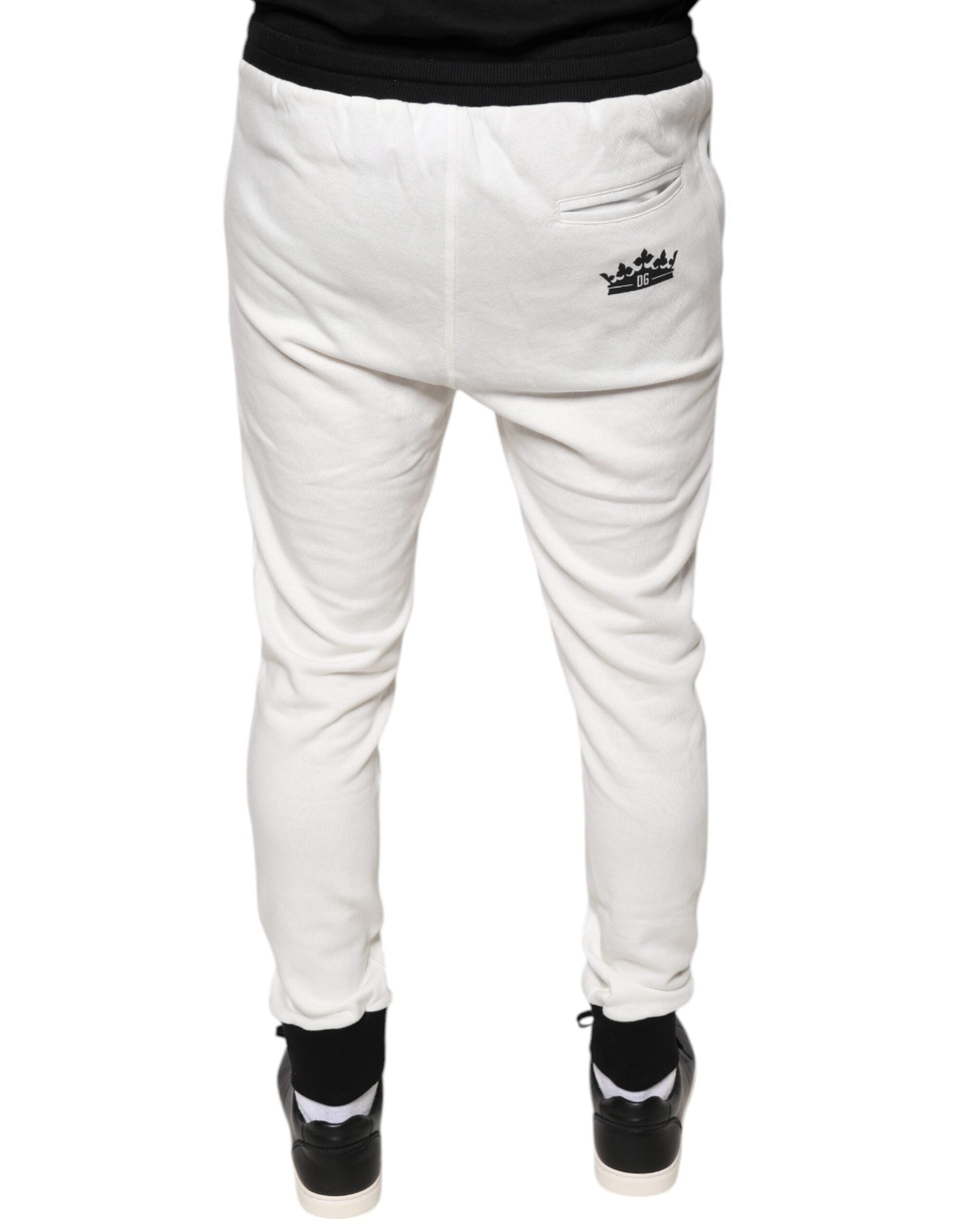 Dolce & Gabbana White Cotton Slim Men's Jogger Sweatpants Trousers