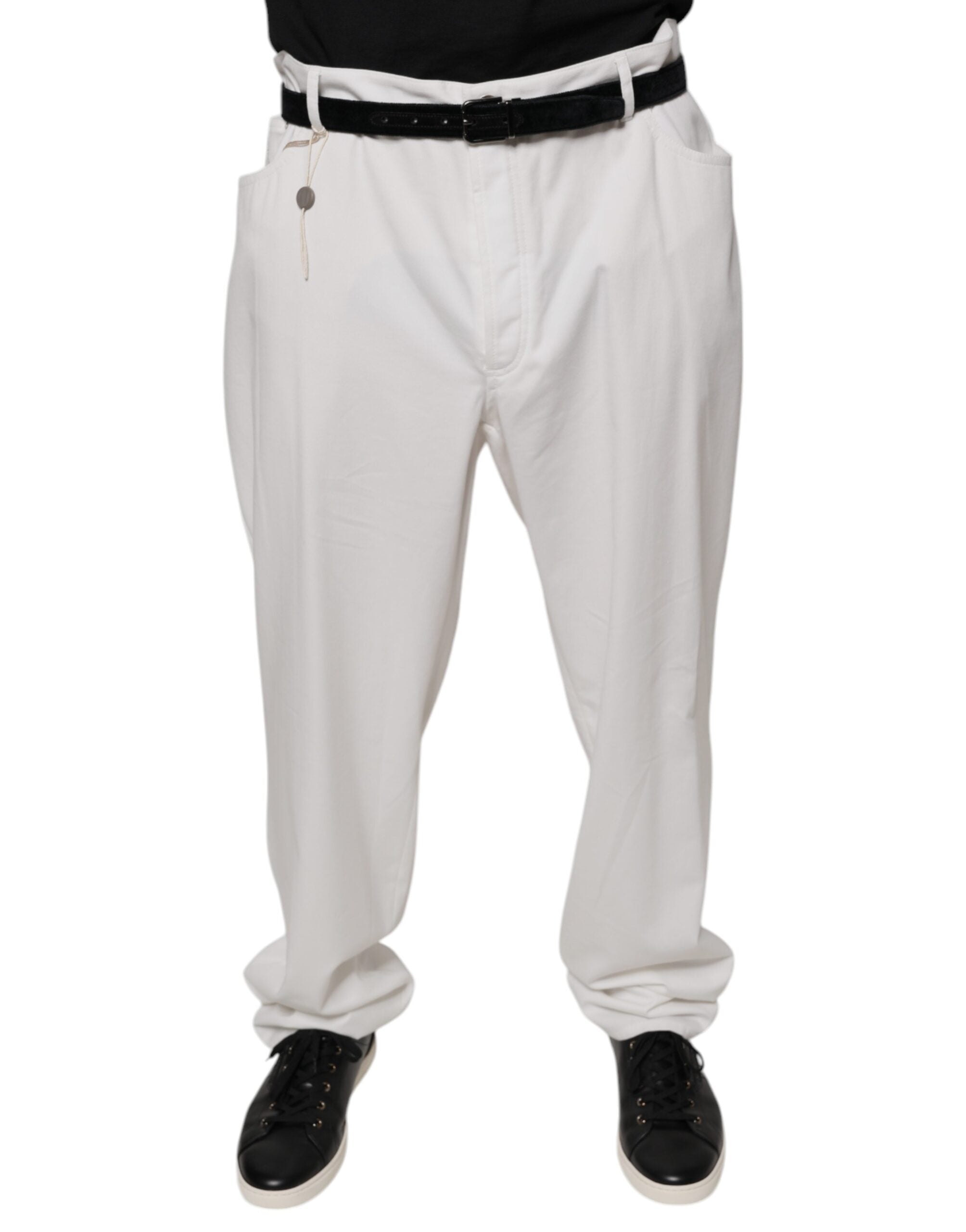 Brunello Cucinelli White Cotton Men's Tapered Dress Pants
