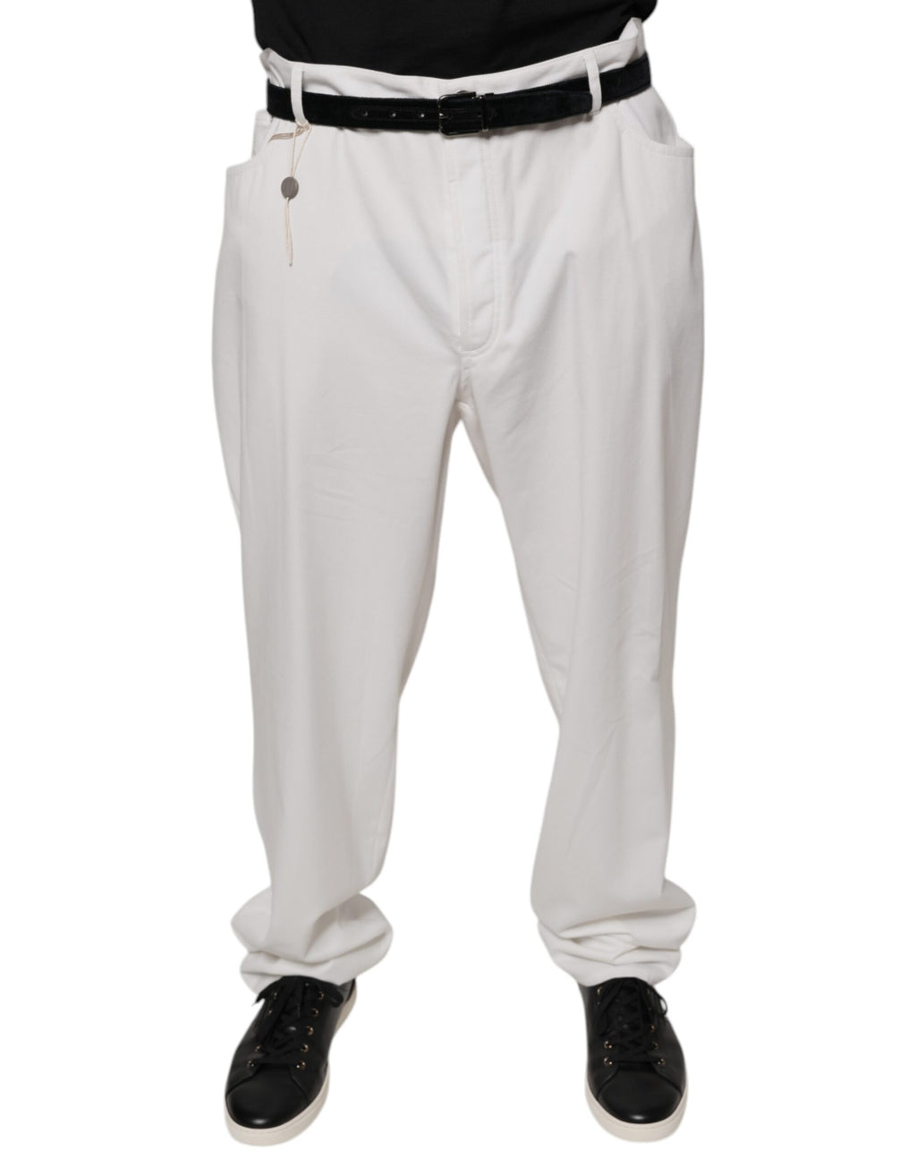 Brunello Cucinelli White Cotton Men's Tapered Dress Pants