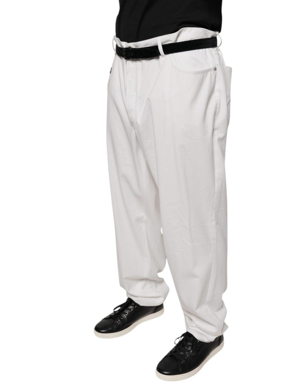 Brunello Cucinelli White Cotton Men's Tapered Dress Pants