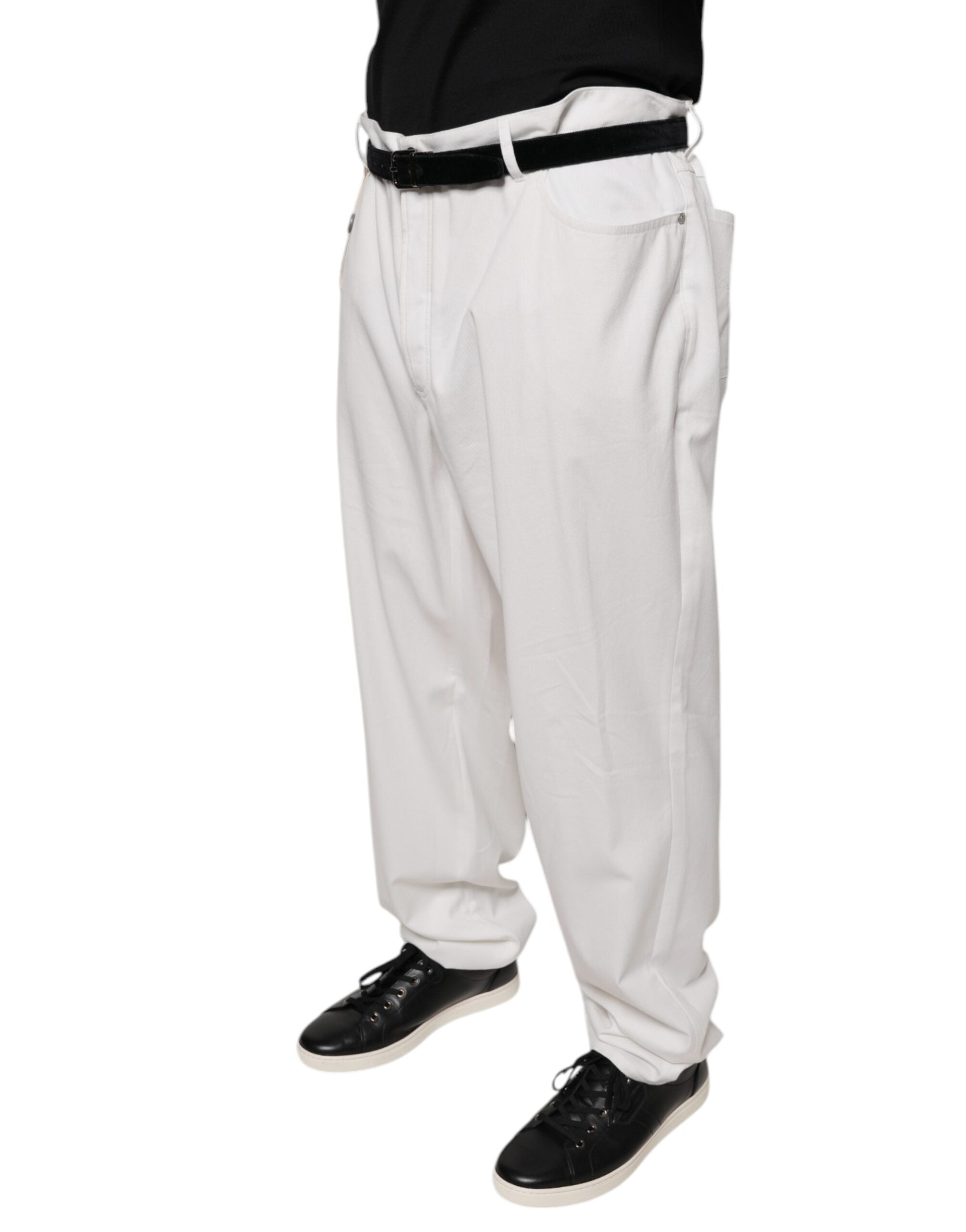 Brunello Cucinelli White Cotton Men's Tapered Dress Pants