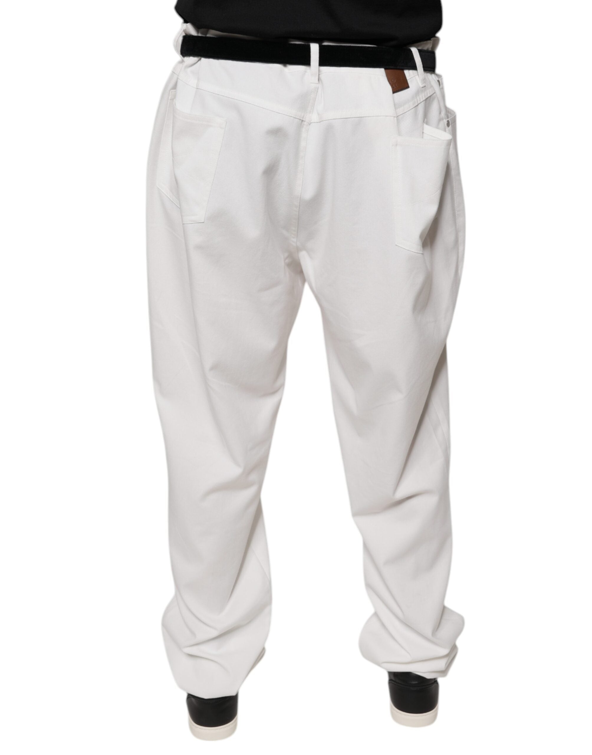 Brunello Cucinelli White Cotton Men's Tapered Dress Pants
