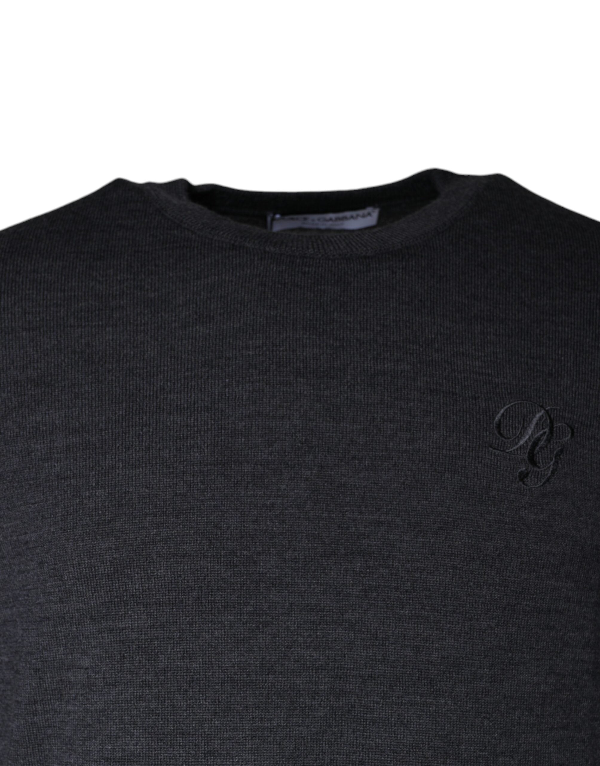 Dolce & Gabbana Dark Grey Wool Crew Neck Sweater