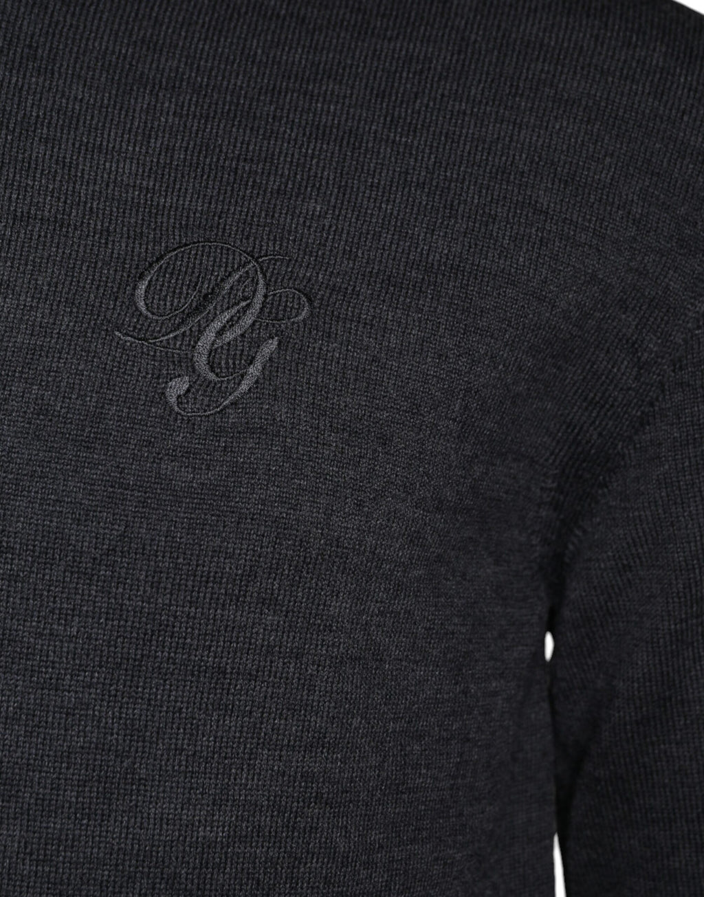 Dolce & Gabbana Dark Grey Wool Crew Neck Sweater