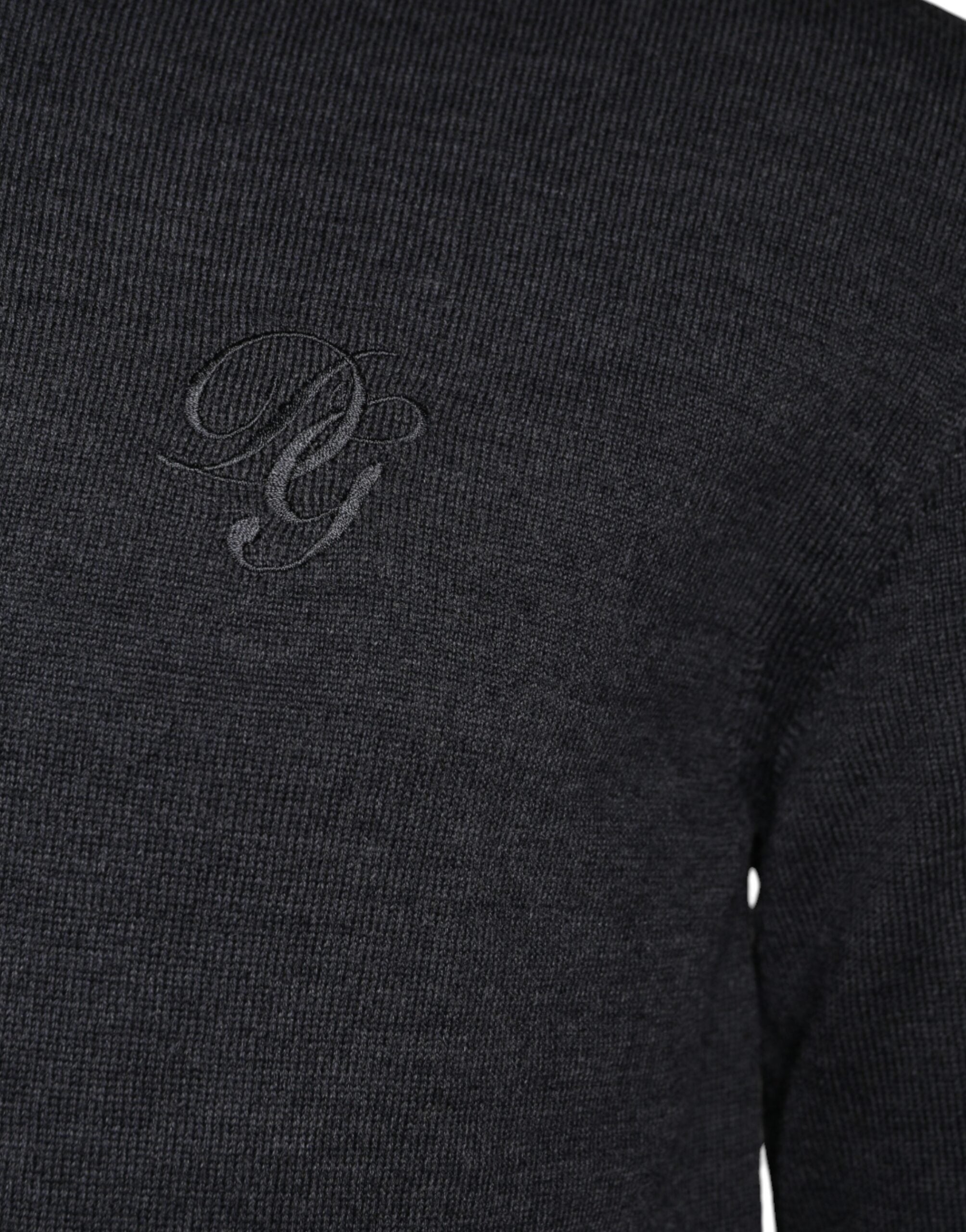 Dolce & Gabbana Dark Grey Wool Crew Neck Sweater