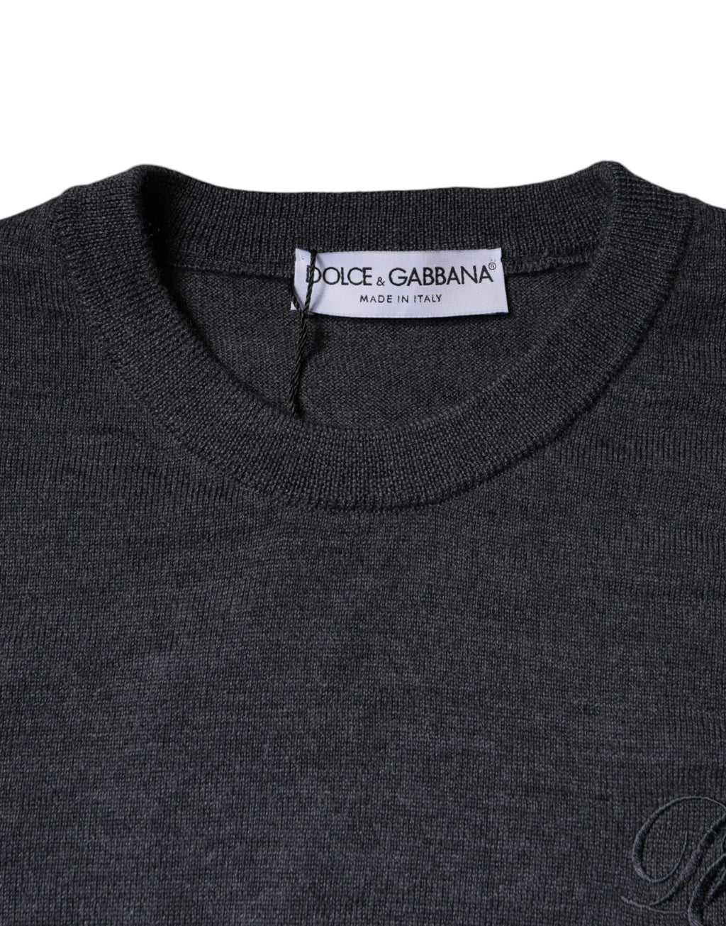 Dolce & Gabbana Dark Grey Wool Crew Neck Sweater