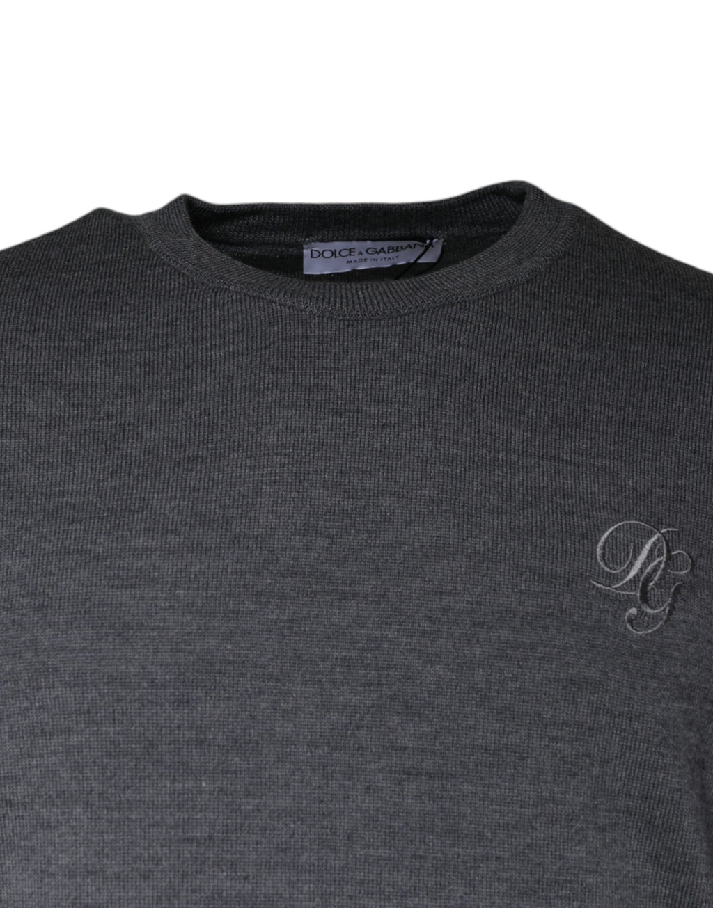 Dolce & Gabbana Dark Grey Wool Crew Neck Sweater