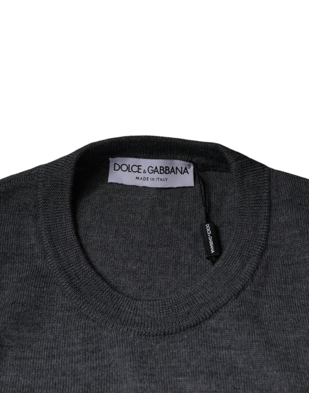 Dolce & Gabbana Dark Grey Wool Crew Neck Sweater