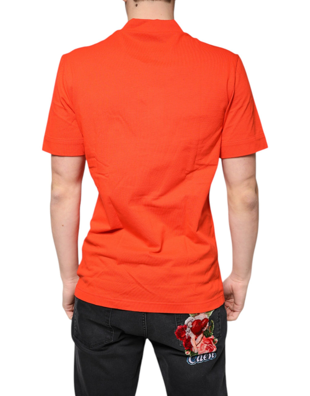 Dolce & Gabbana Orange Cotton Button-Up Polo Shirt