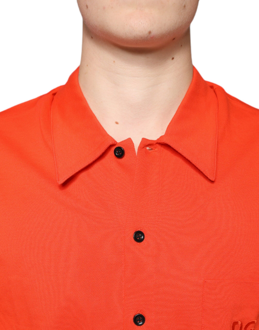Dolce & Gabbana Orange Cotton Button-Up Polo Shirt