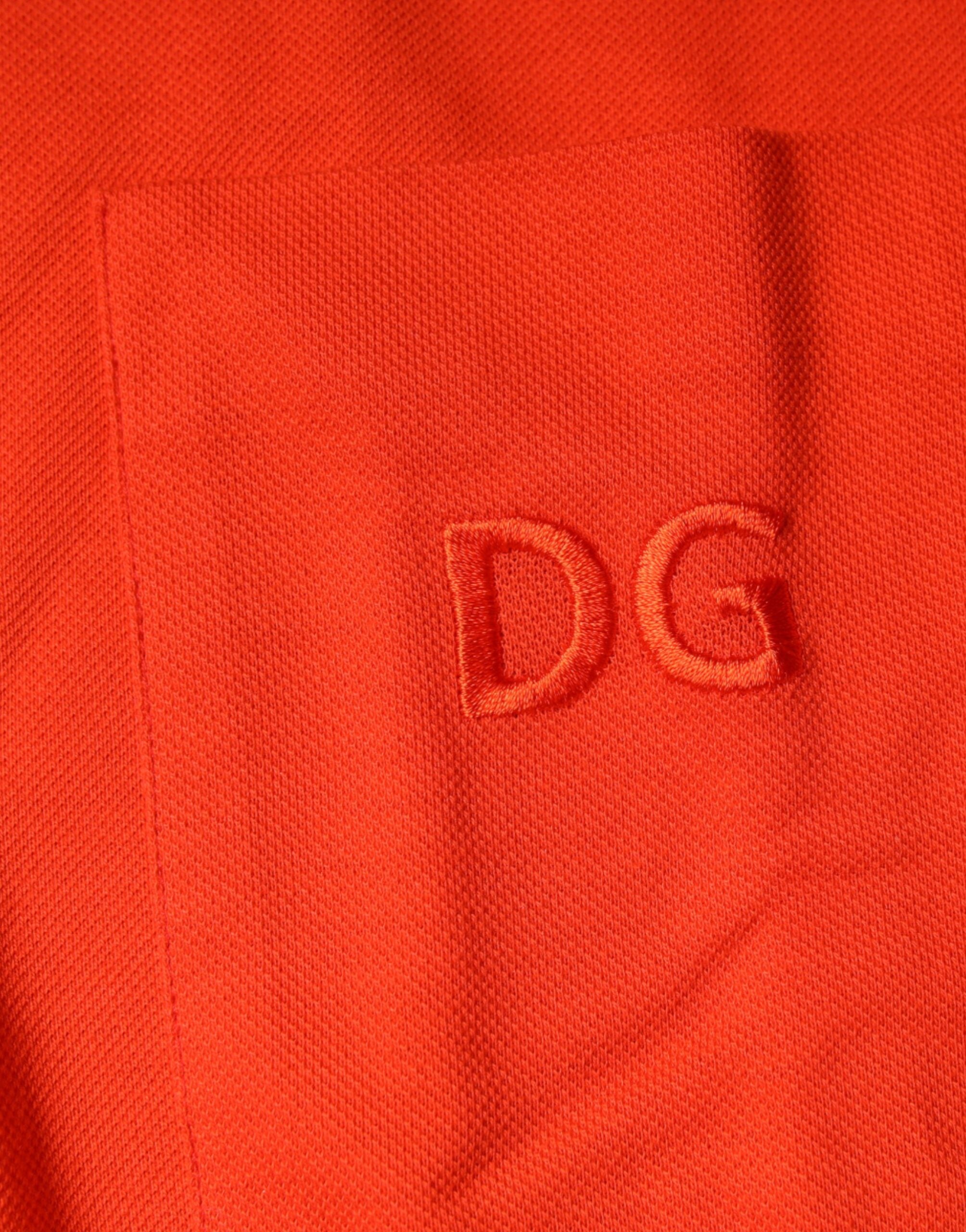 Dolce & Gabbana Orange Cotton Button-Up Polo Shirt
