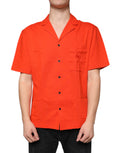 Dolce & Gabbana Orange Cotton Button-Up Polo Shirt