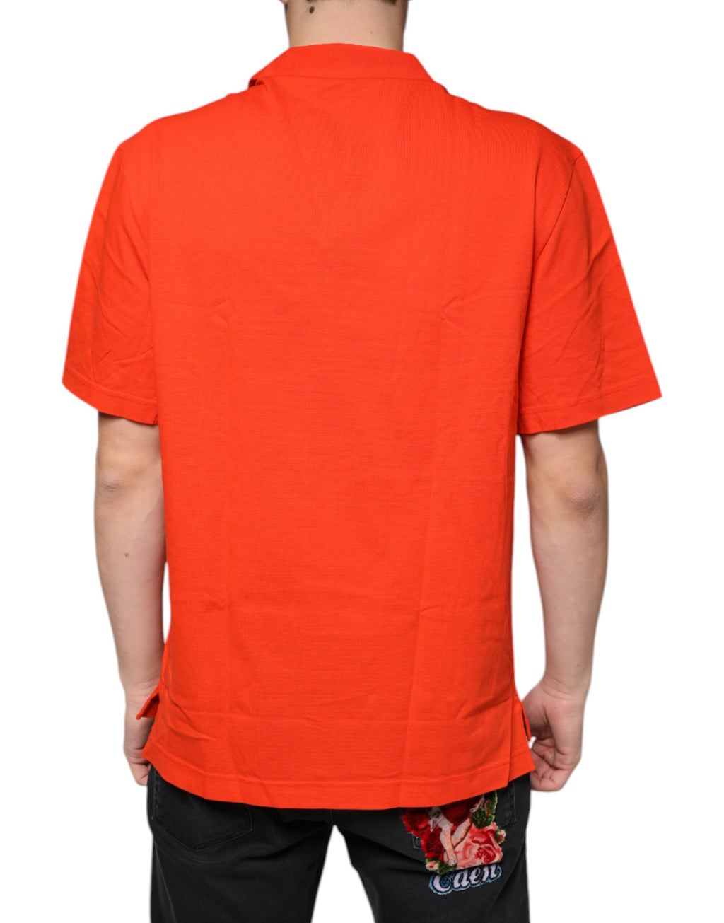 Dolce & Gabbana Orange Cotton Button-Up Polo Shirt