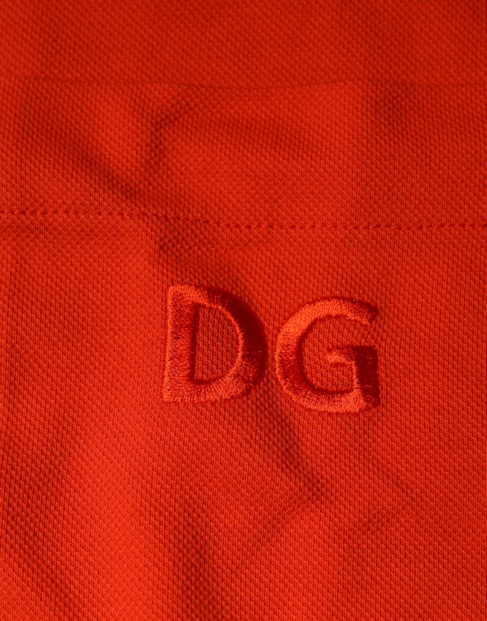 Dolce & Gabbana Orange Cotton Button-Up Polo Shirt