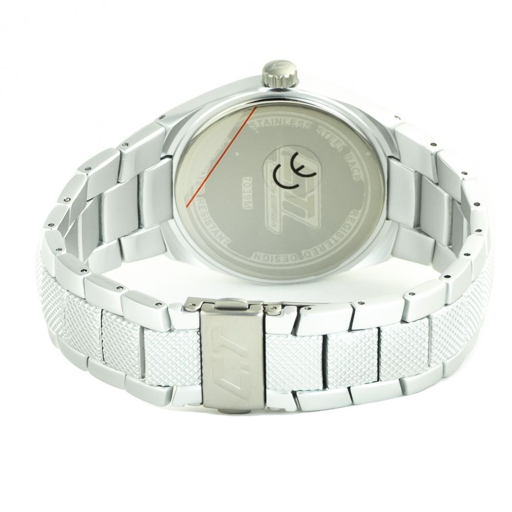 Chronotech Silberne Edelstahl-Armbanduhr