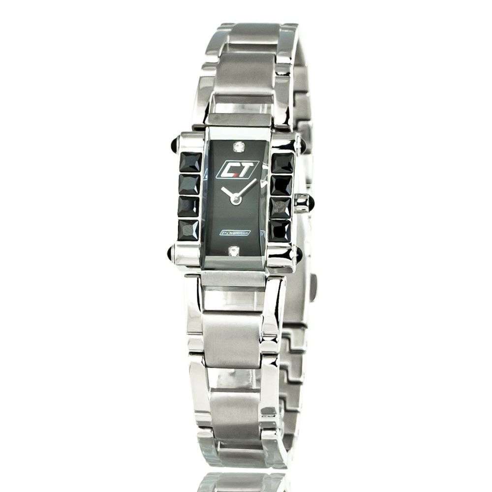 Chronotech Silberne Edelstahl-Armbanduhr