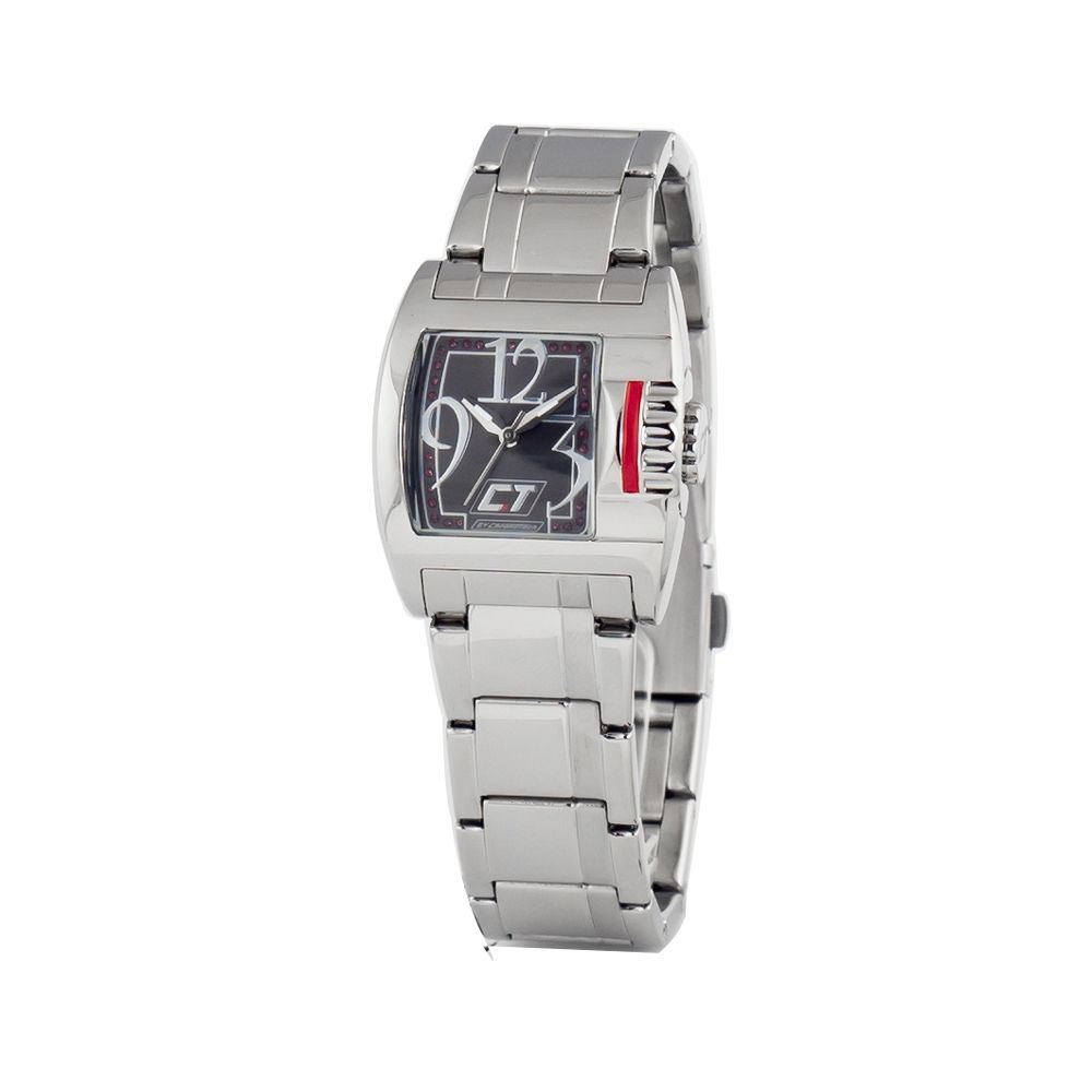 Chronotech Silberne Edelstahl-Armbanduhr