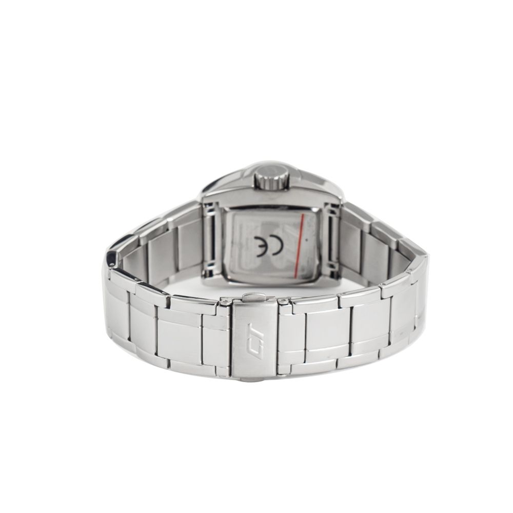 Chronotech Silberne Edelstahl-Armbanduhr