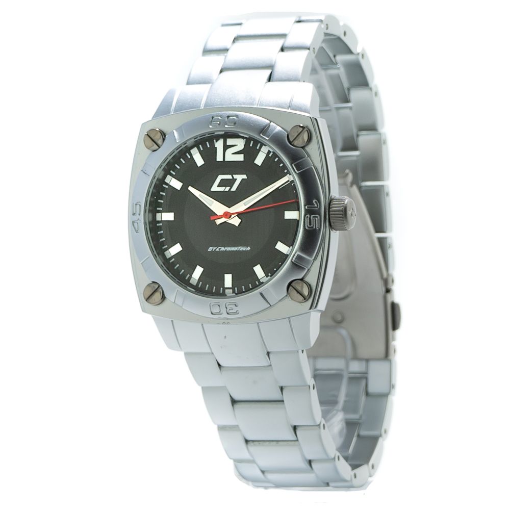 Chronotech Silberne Aluminium-Armbanduhr
