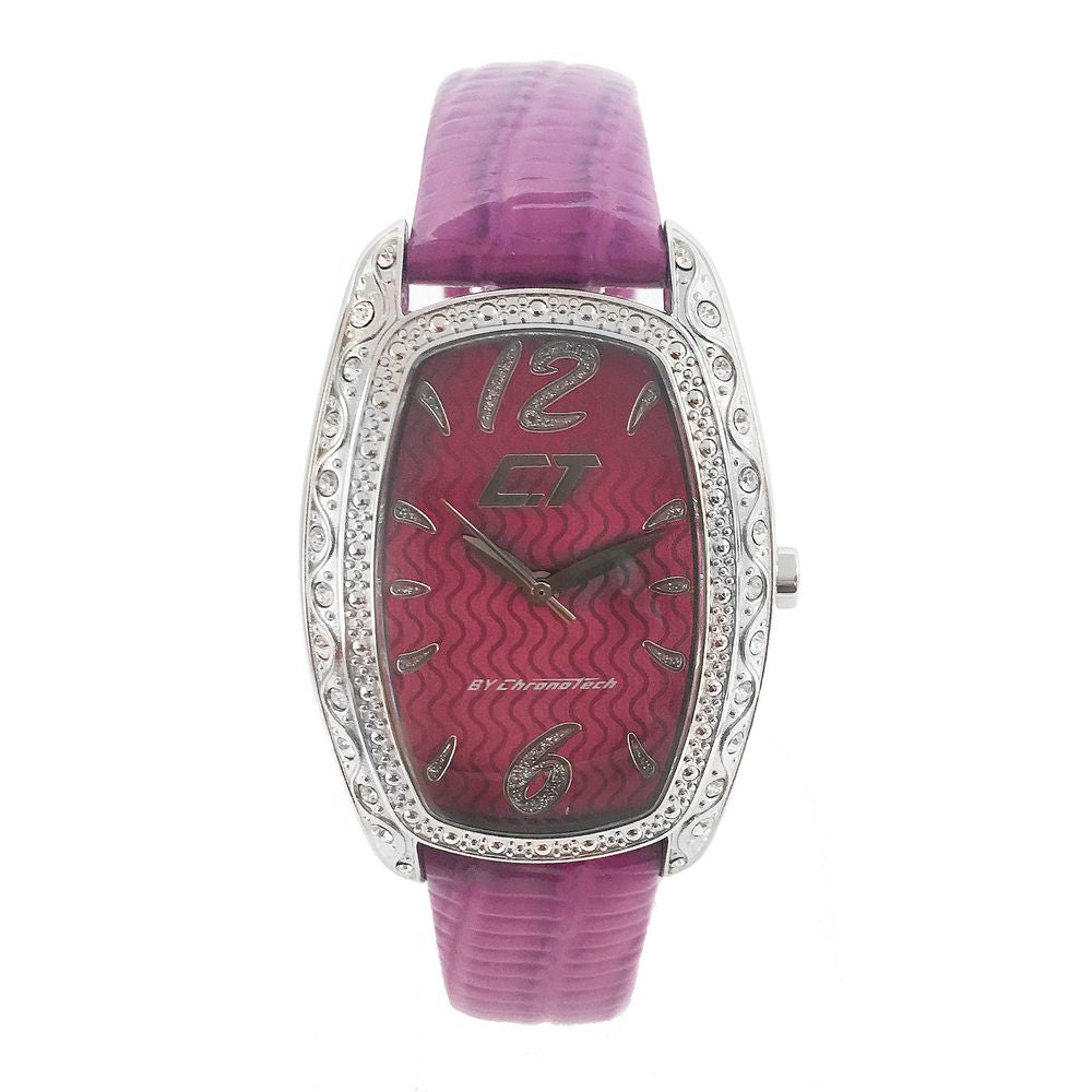 Chronotech Lila Leder-Kleidungsuhr