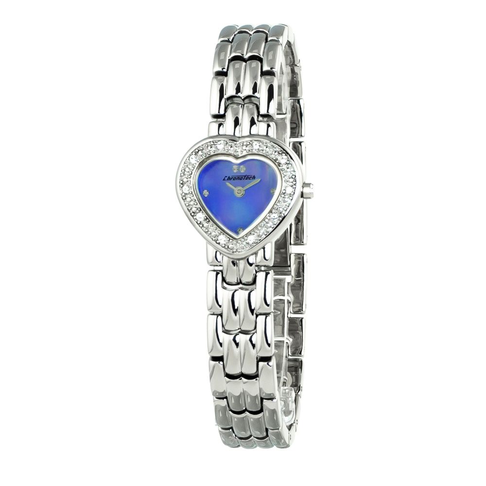 Chronotech Silberne Edelstahl-Armbanduhr