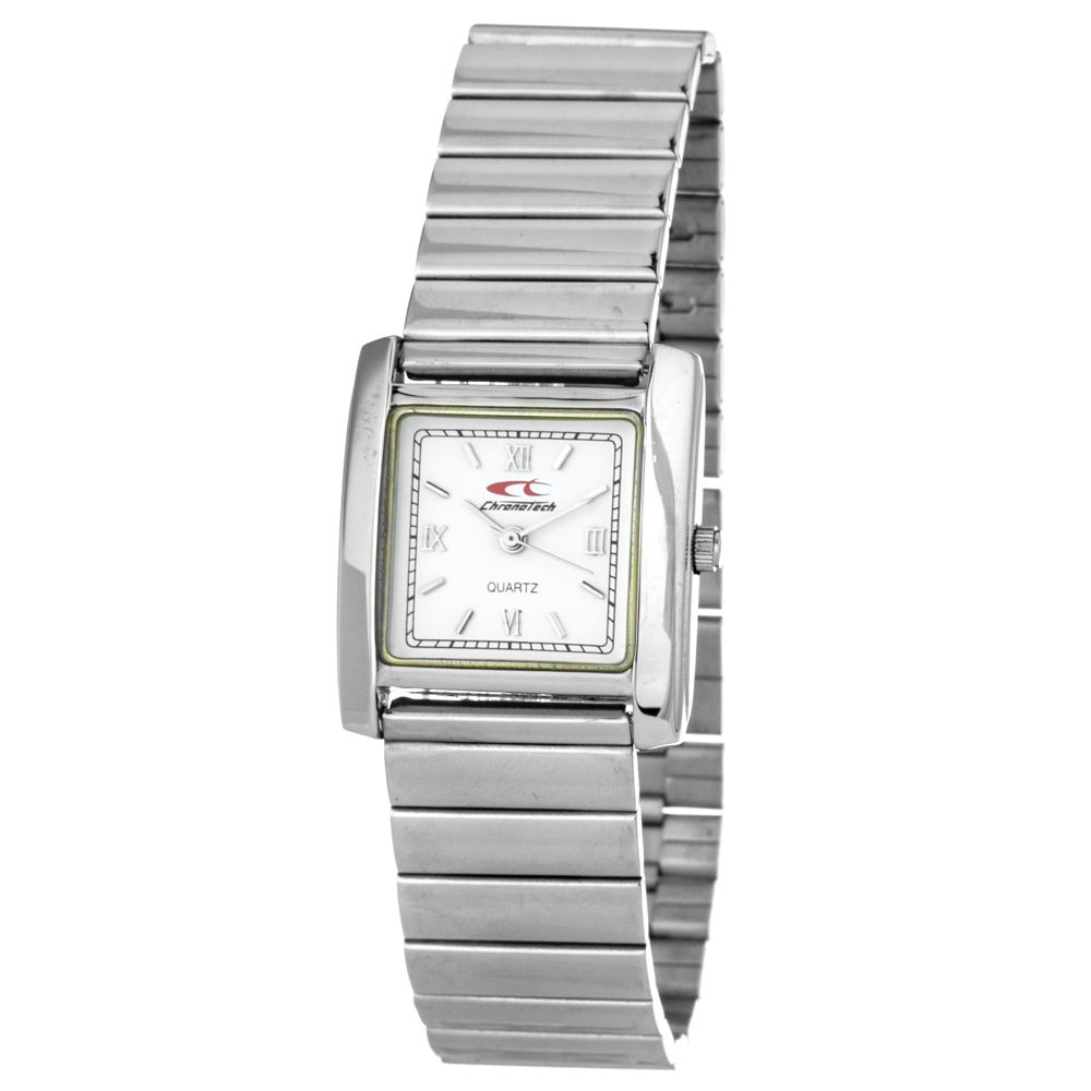 Chronotech Silberne Edelstahl-Armbanduhr