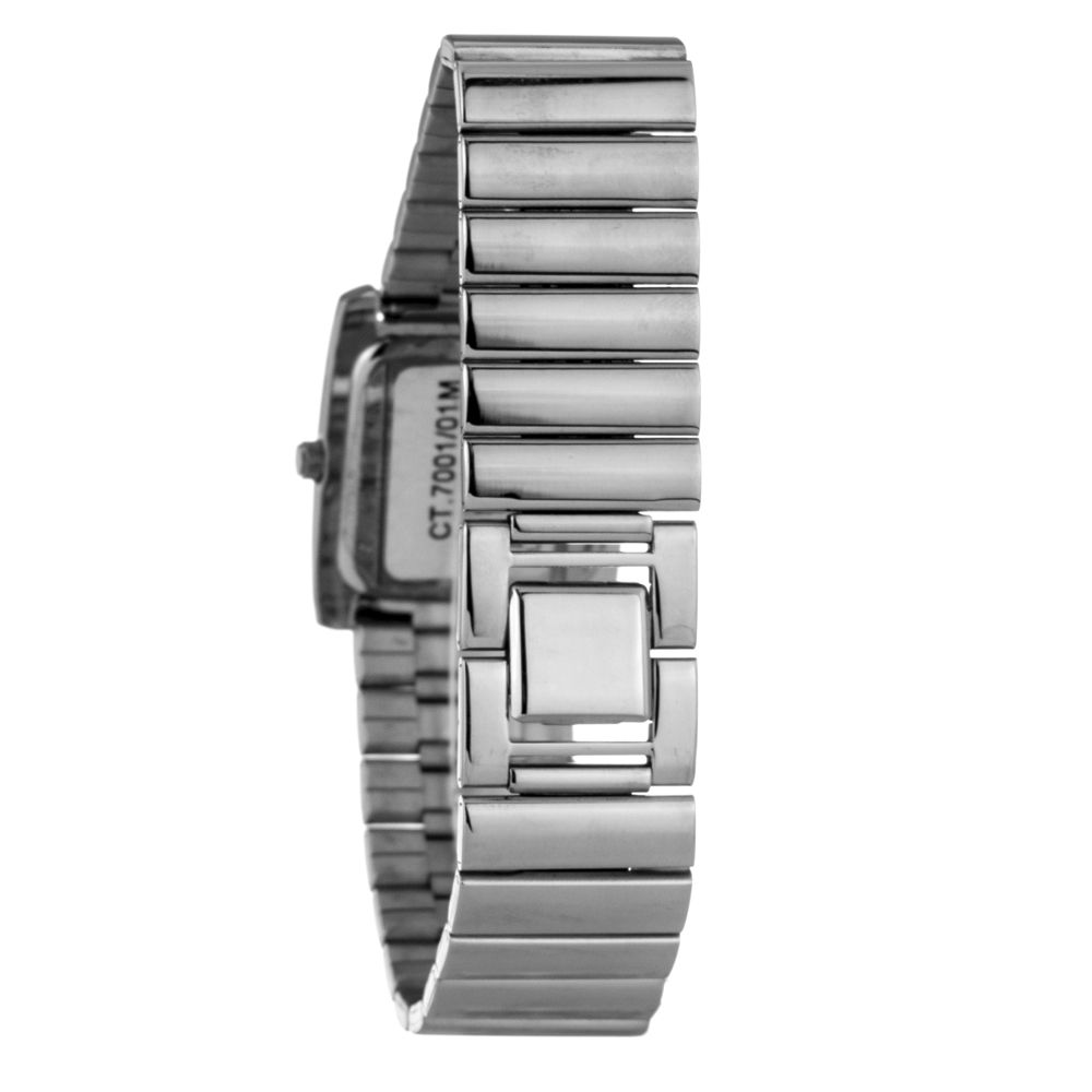 Chronotech Silberne Edelstahl-Armbanduhr