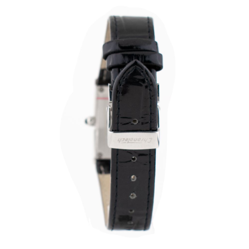 Chronotech Schwarze Leder-Kleidungsuhr