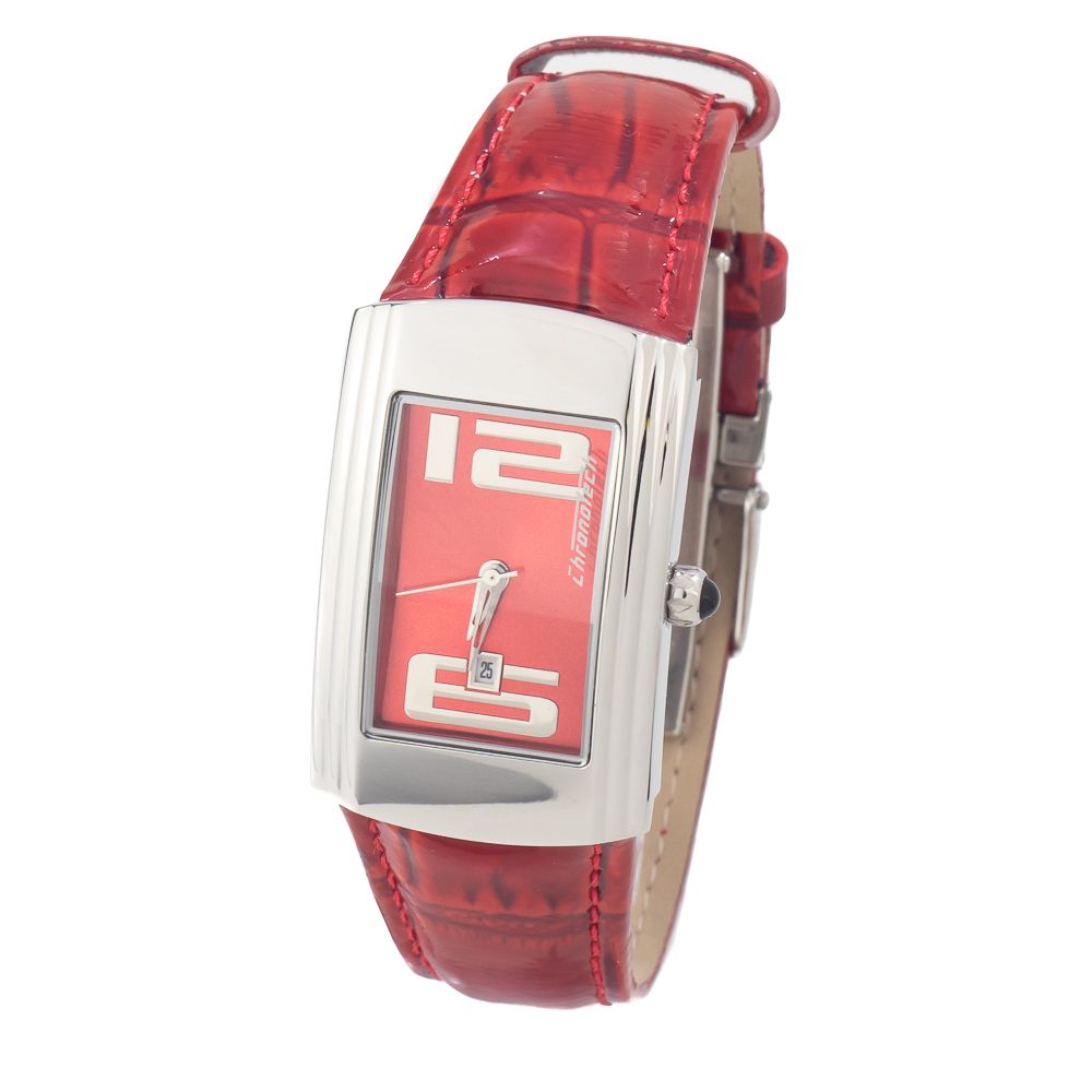 Chronotech Elegant Red Leather Wristwatch