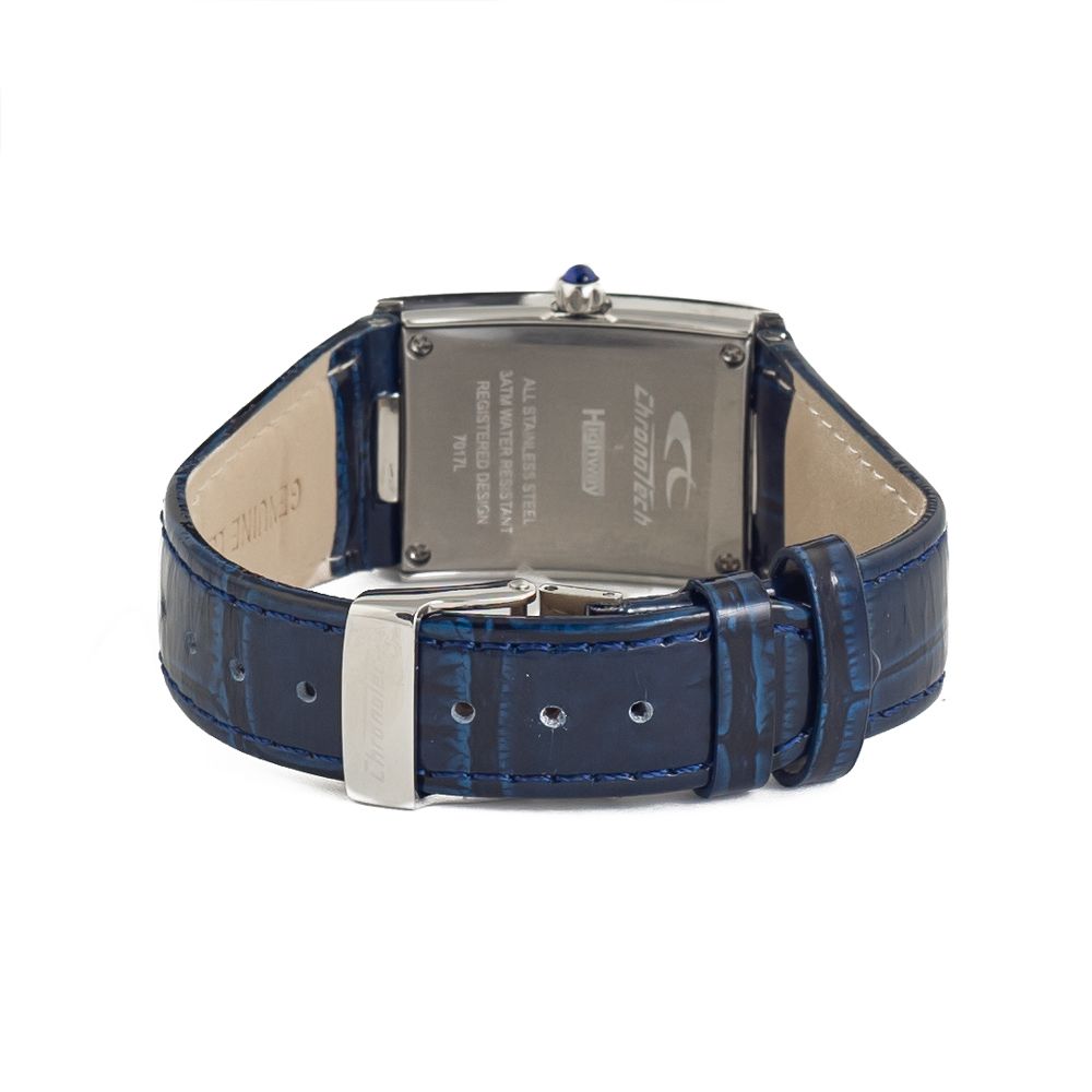 Chronotech Blaue Leder-Kleidungsuhr