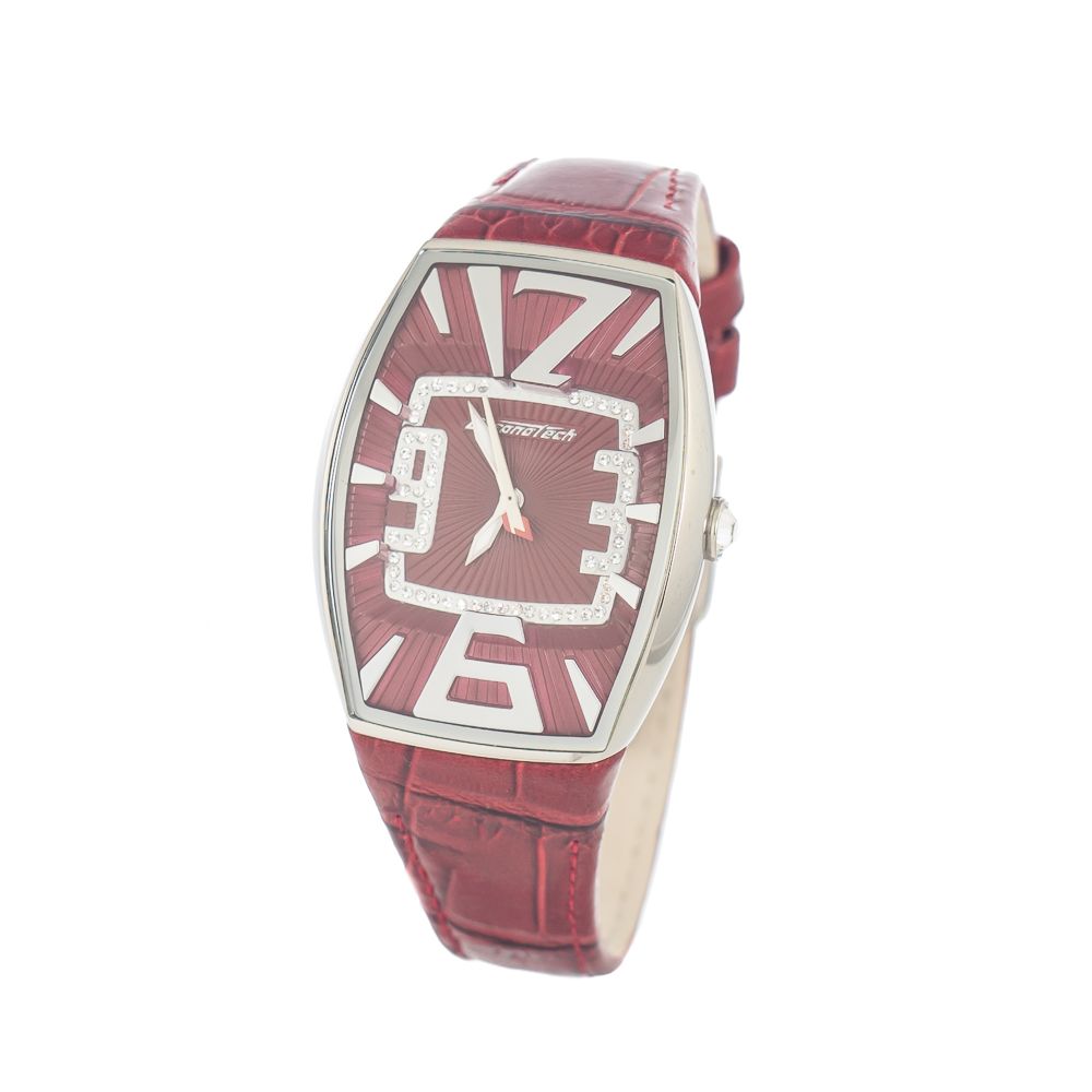 Chronotech Rote Leder-Kleid-Uhr