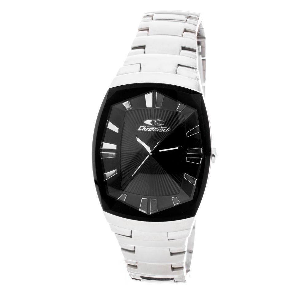 Chronotech Silberne Edelstahl-Armbanduhr