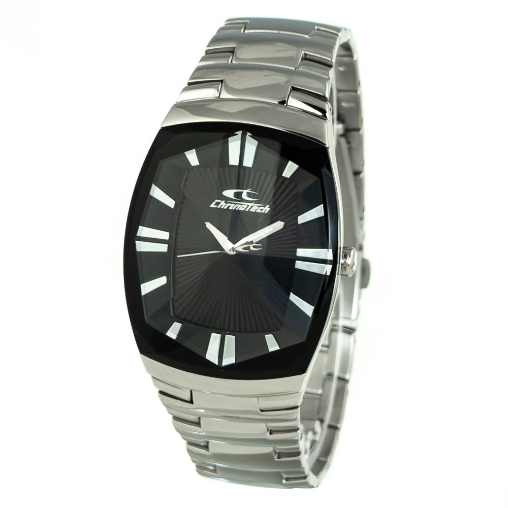 Chronotech Silberne Edelstahl-Dresswatch