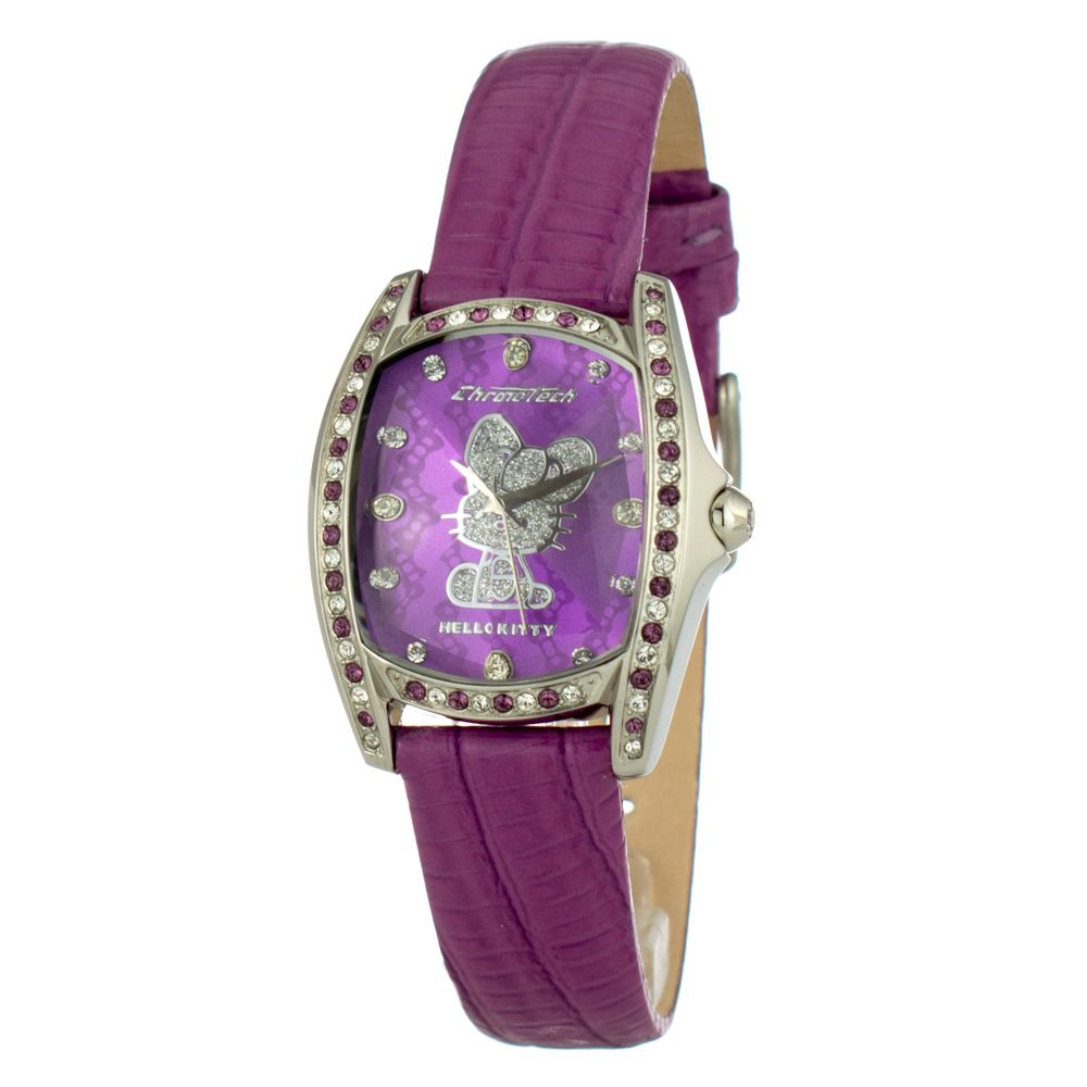 Chronotech Lila Leder-Kleidungsuhr