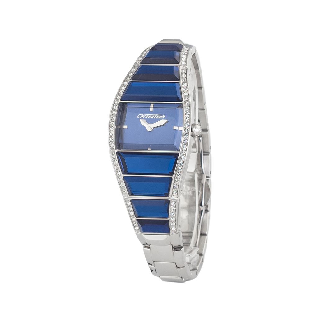 Chronotech Silberne Edelstahl-Armbanduhr