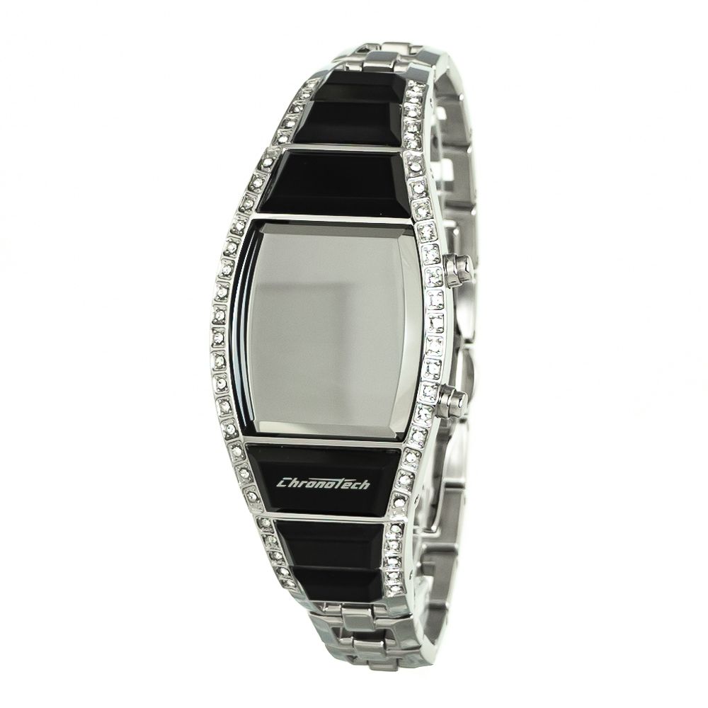 Chronotech Digitale Armbanduhr aus silbernem Edelstahl