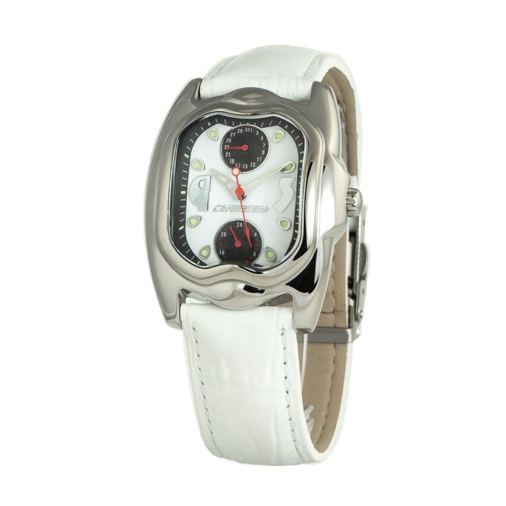 Chronotech Elegant Leather Wristwatch in White