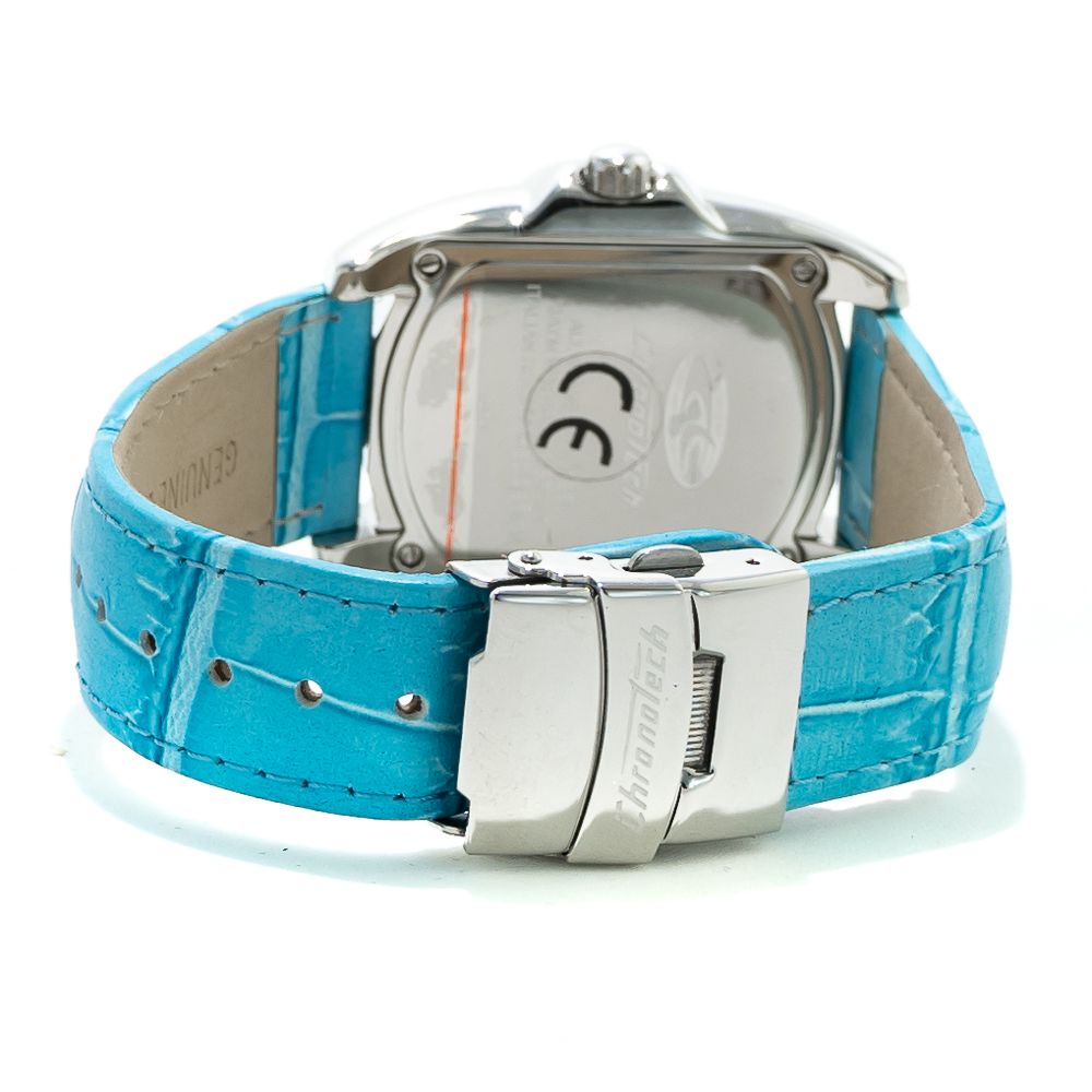Chronotech Blaue Leder-Kleidungsuhr