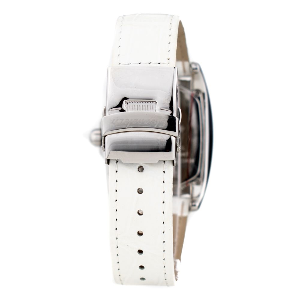 Chronotech Elegante weiße Leder-Armbanduhr