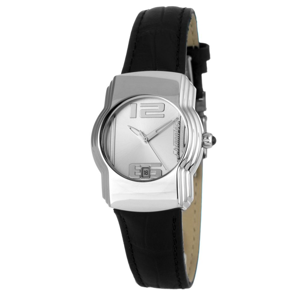 Chronotech Schwarze Leder-Kleidungsuhr