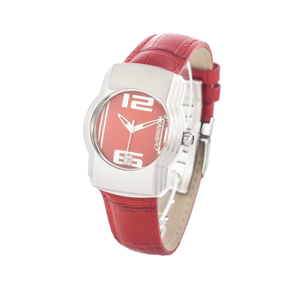 Chronotech Rote Leder-Kleidungsuhr