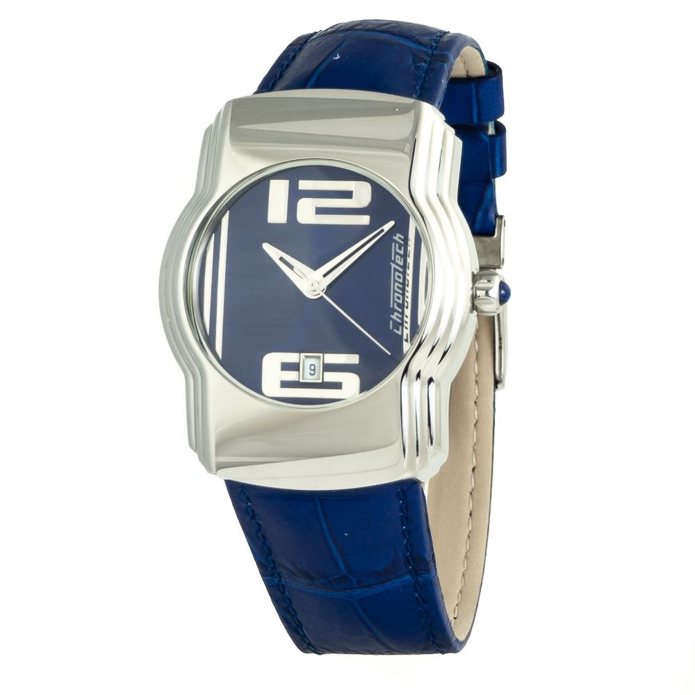 Chronotech Elegant Blue Leather Wristwatch