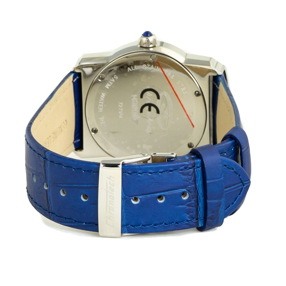 Chronotech Elegant Blue Leather Wristwatch