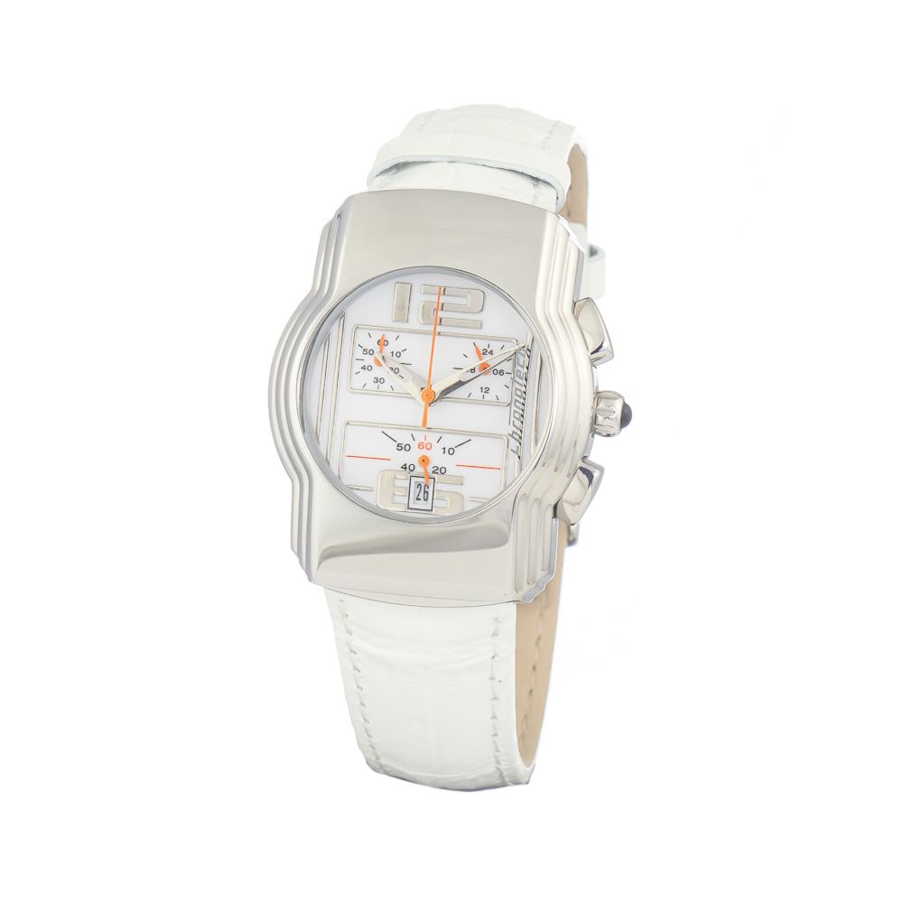 Chronotech Elegant Leather Wristwatch in White